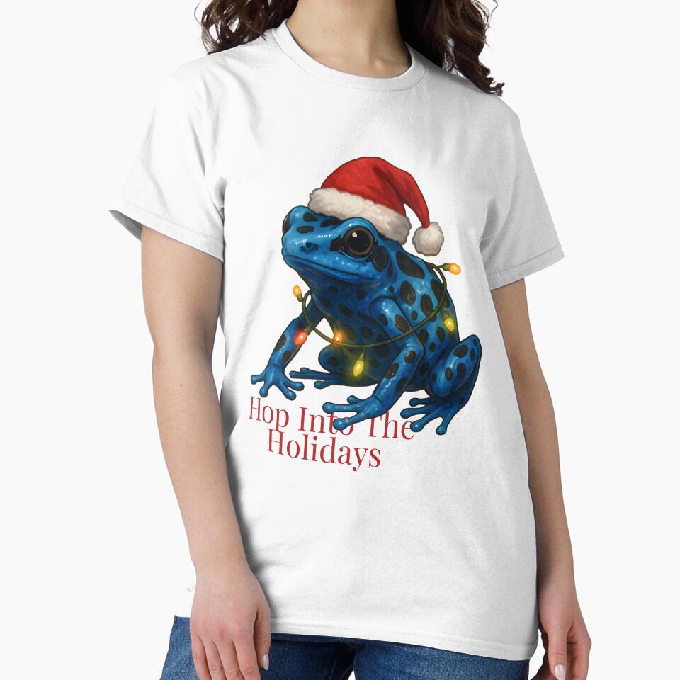 Hop Into the Holidays – Blue Poison Dart Frog Christmas by SVALANART