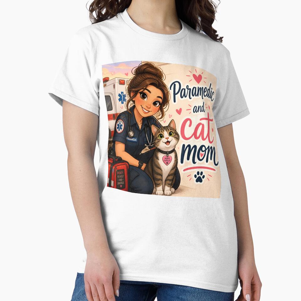 Paramedic and Cat Mom — Funny Paramedic Cat Mom Gift Shirt by DoggyDayLove