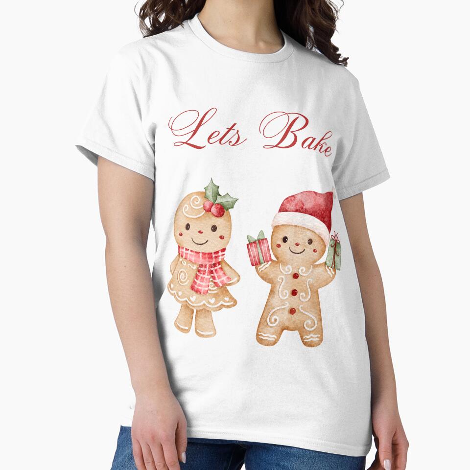 Let’s Bake – Cute Gingerbread Couple Christmas Baking Design by Painted Moon by Luna Bee™