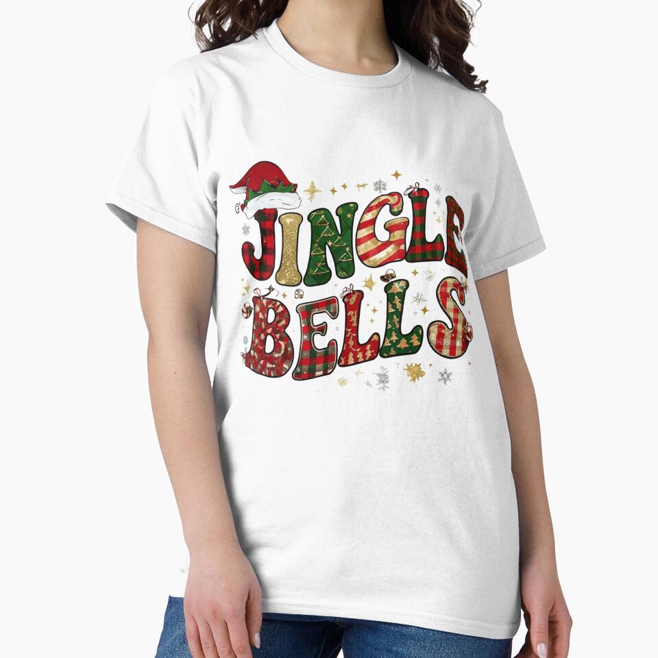 Jingle Bells | Festive Letter Art with Candy Canes & Gold Accents by EverlaPrints