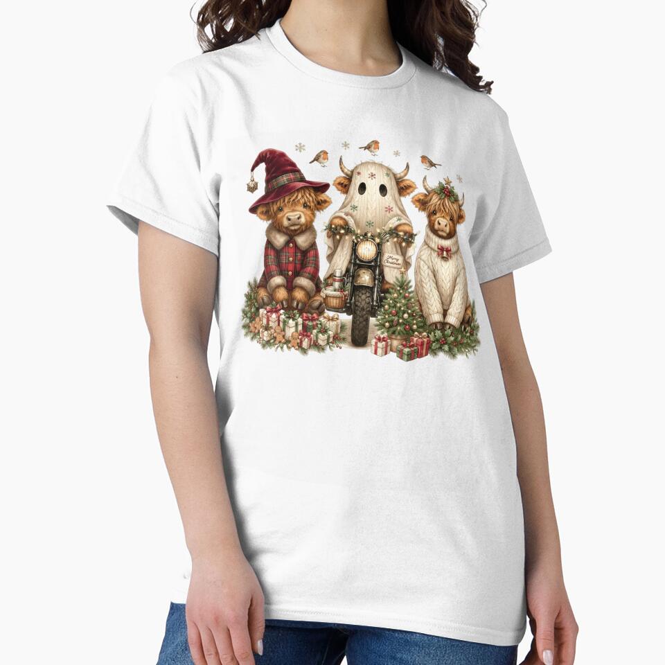 Funny Christmas Highland Cow Santa Holiday by DYAFLK