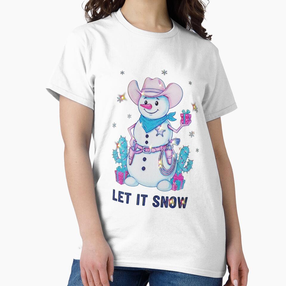 Let It Snow Cowboy Snowman Western Christmas by creativerooney