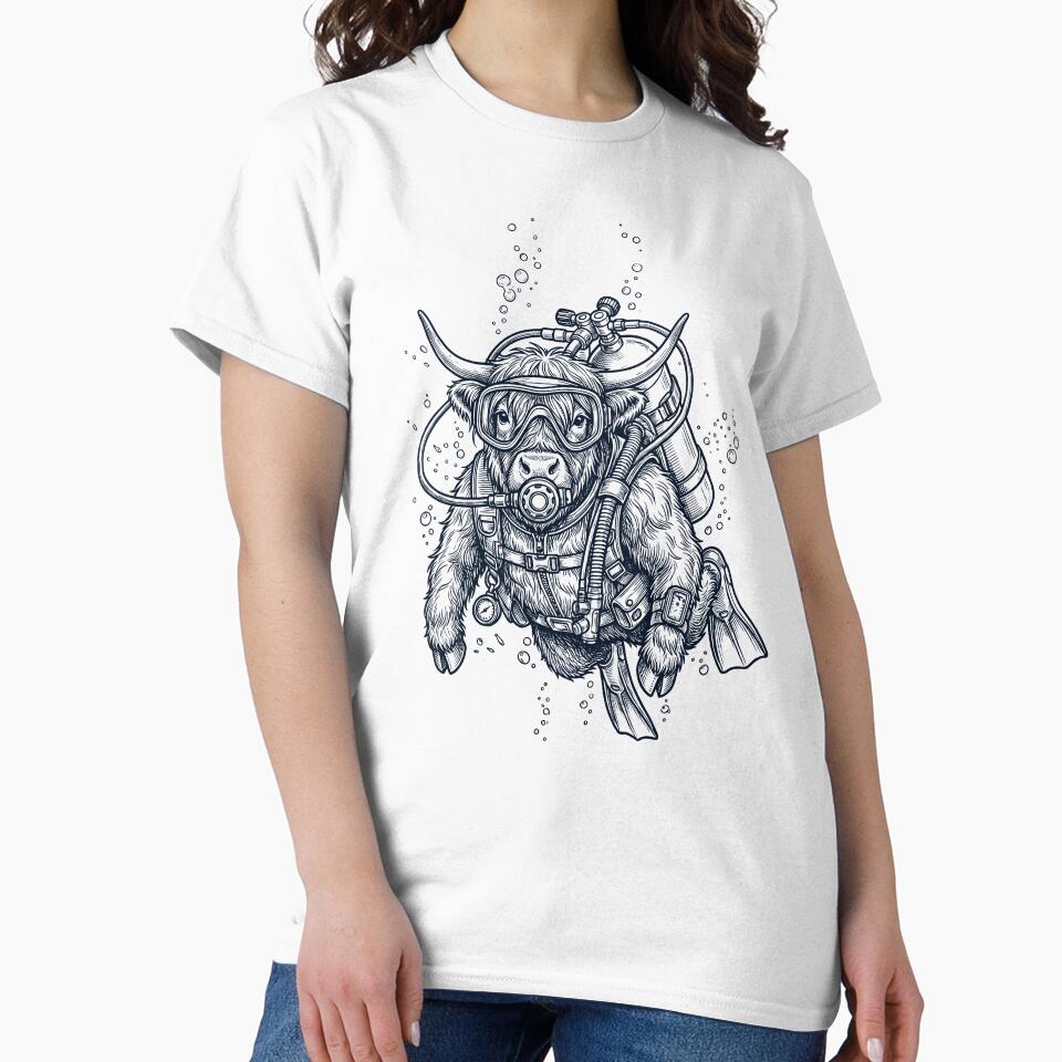 Highland Cow Scuba Diving Diver Animal Lover by TerryConnells