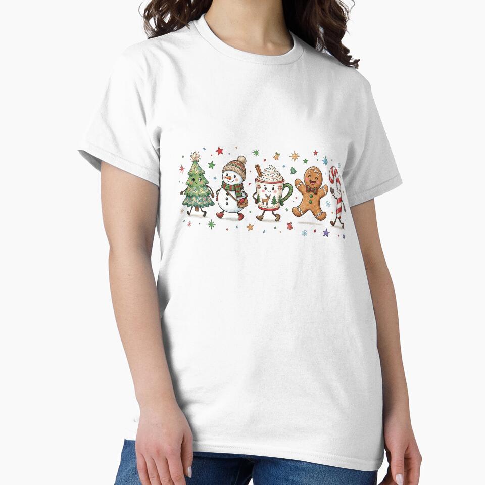 Cute Christmas Characters Happy Smiling Doodles Sublimation Festive Lover by ArtTee-Folie0
