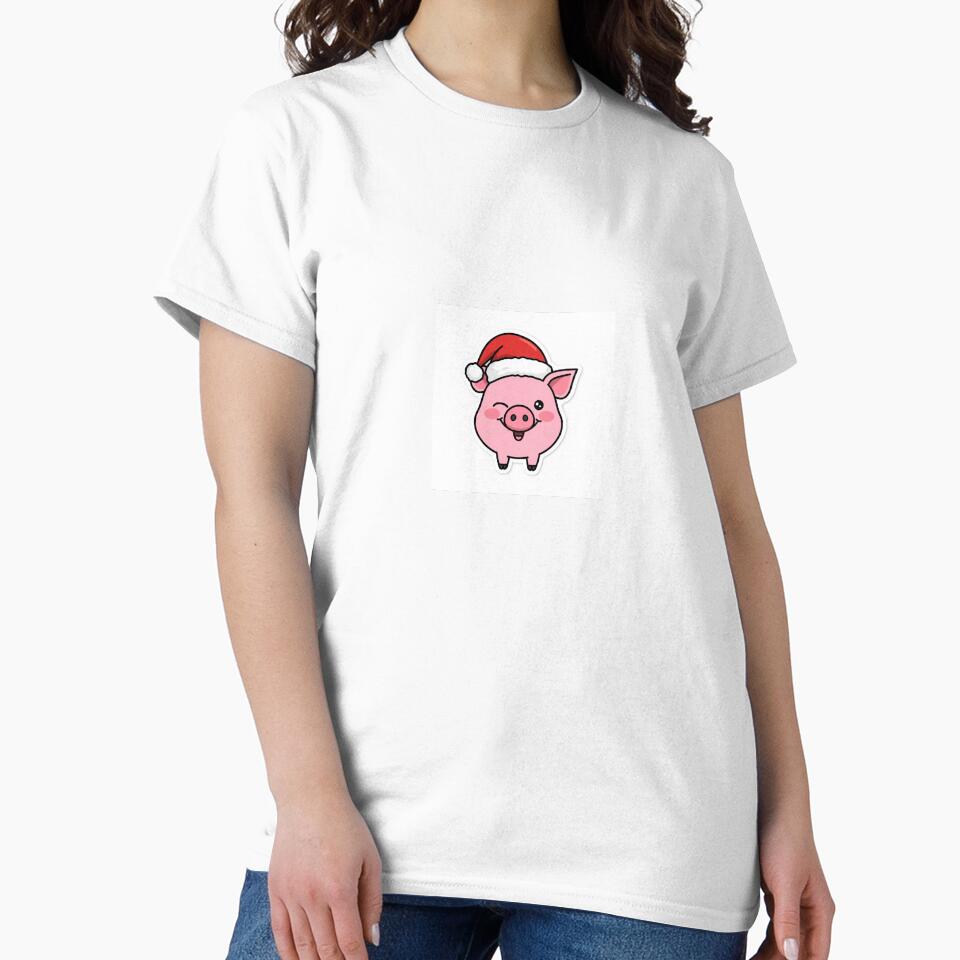 Cute Pink Pig with Santa Hat by mayatA-rt