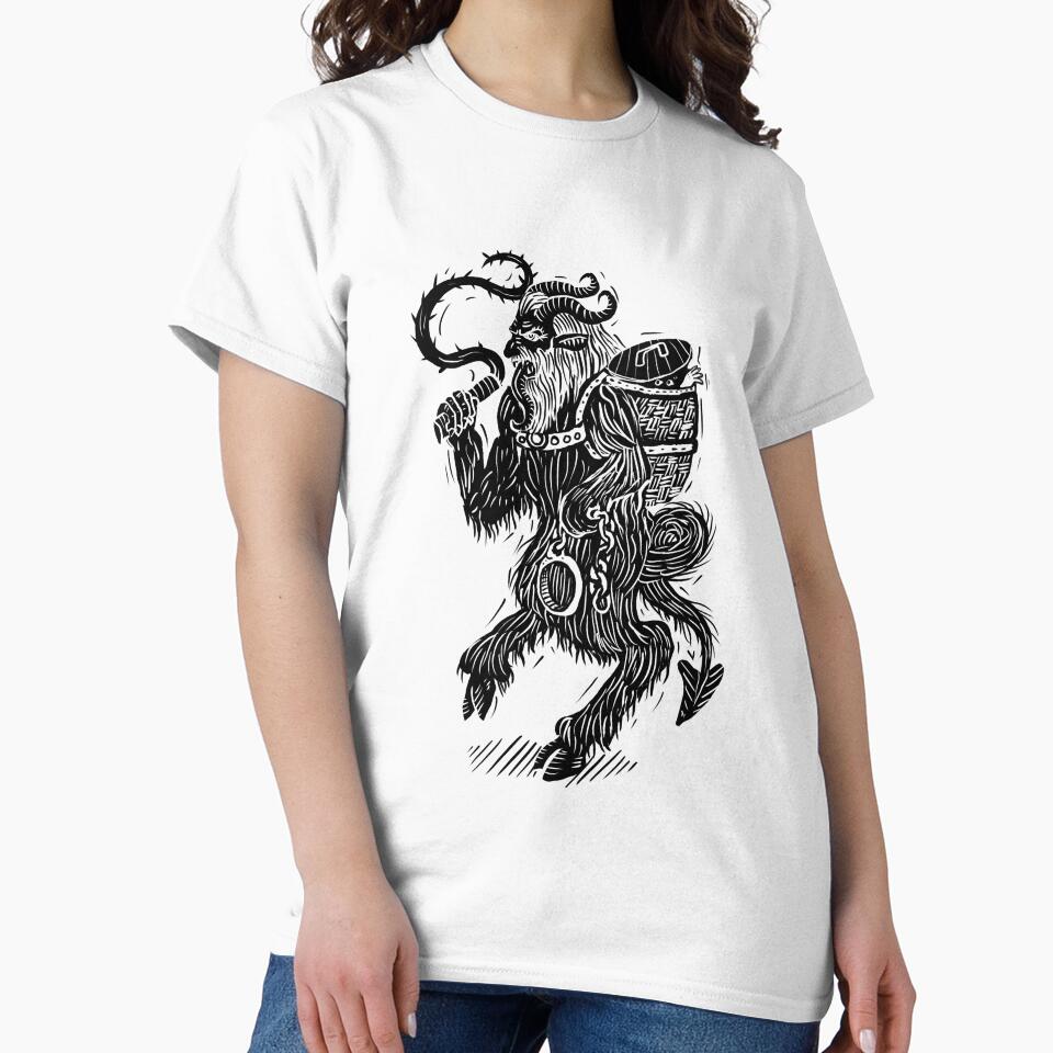 Digital woodcut design Krampus by Magpye