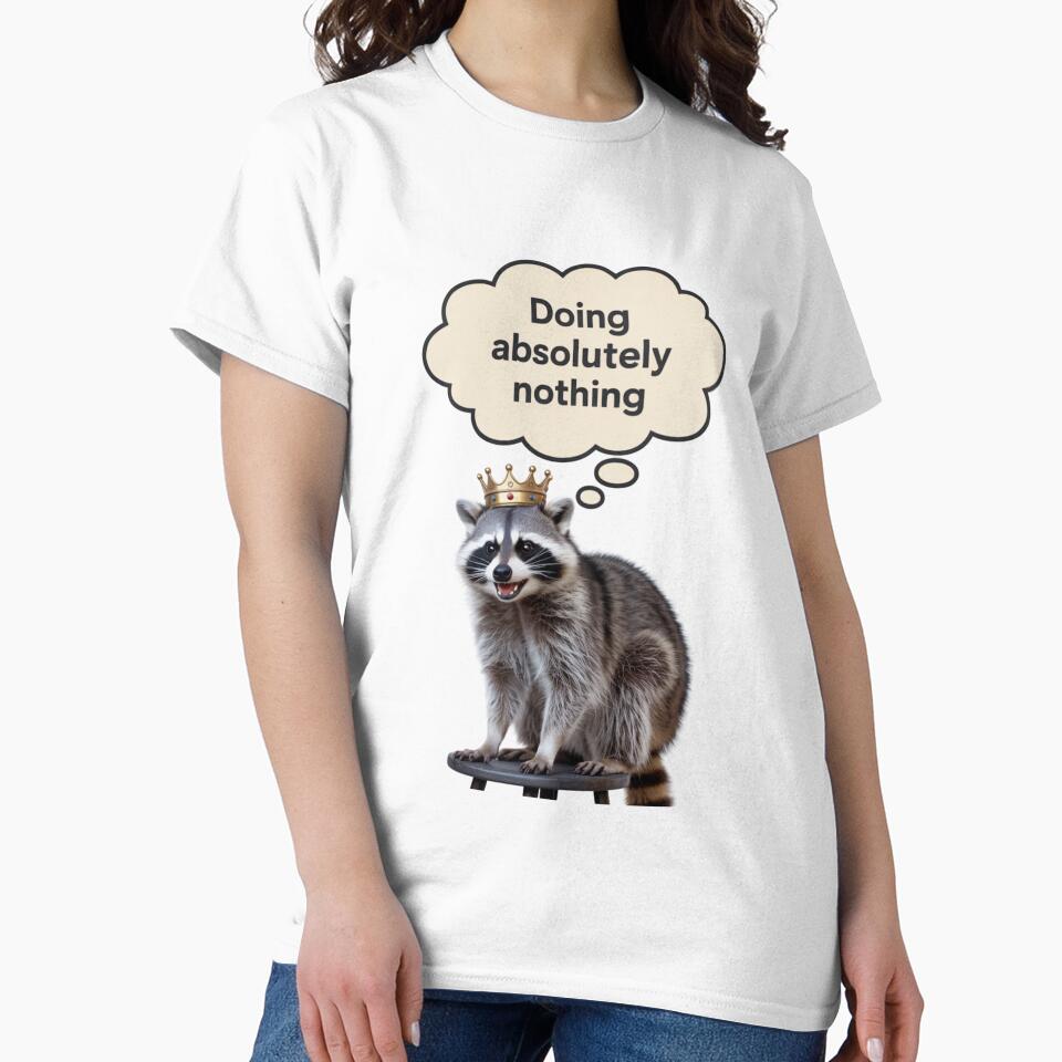 Doing Absolutely Nothing | Raccoon T-Shirt by NicolasGlowArt