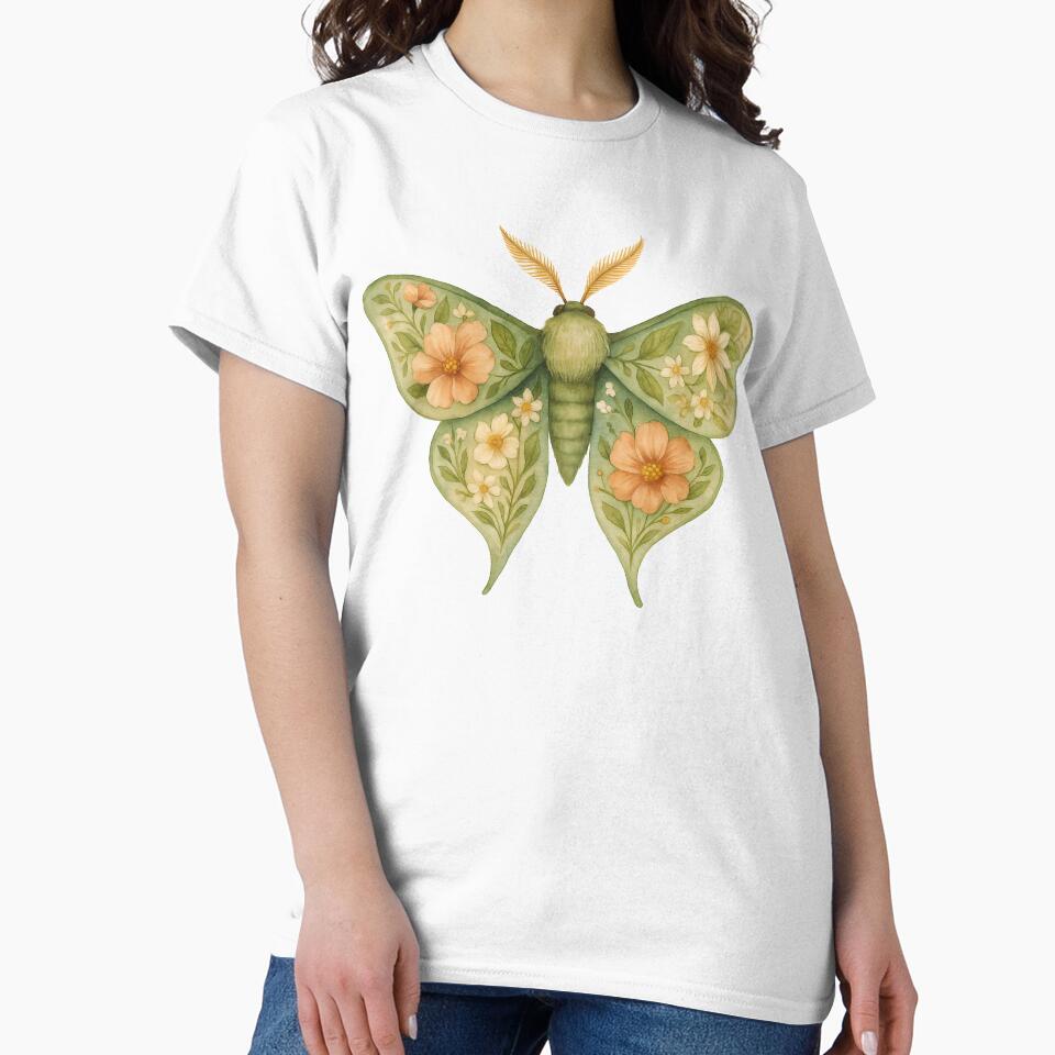 Green Floral Moth – Nature-Inspired Wings with Garden Blossoms by Zee's Whimsical Wonders