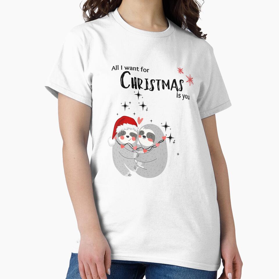 Christmas Sloth | All I Want for Christmas Sloths | Cute Sloth Holiday Gift for Sloth Lovers | Dark Ink Edition by SunandShade