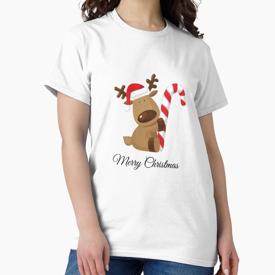 Rudolph's Charm: Adorable Christmas Reindeer T-shirt by Designhouse297