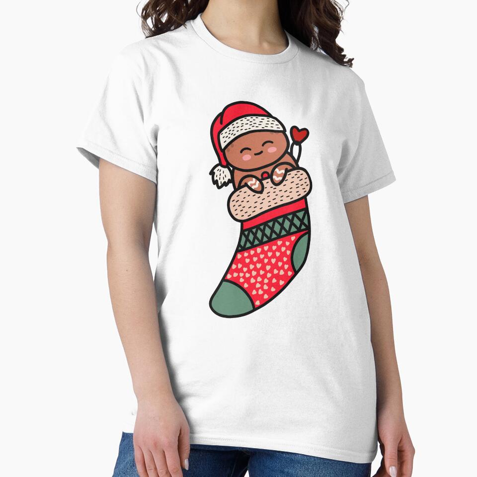 Cute Kawaii Gingerbread Man In Christmas Sock Xmas Pajama by JokeGysen
