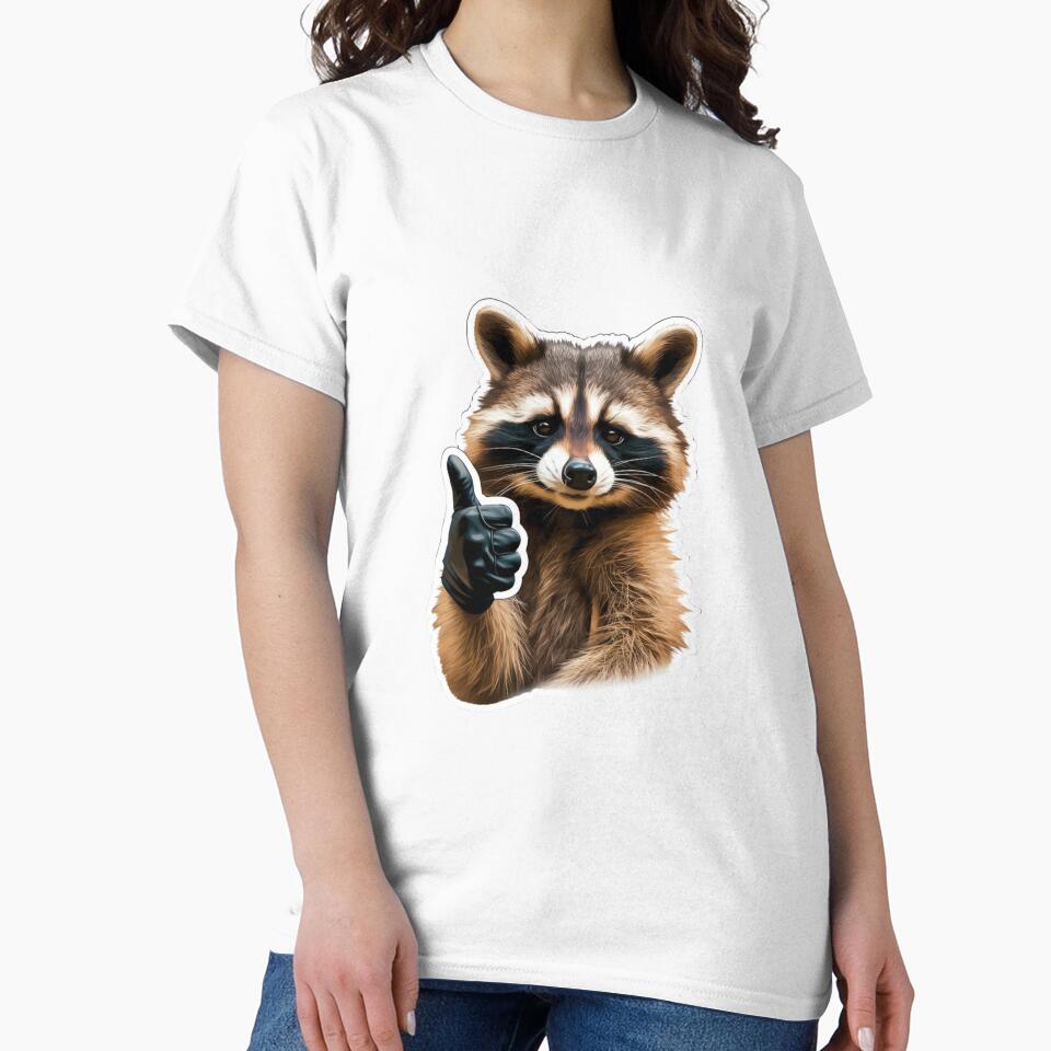 Raccoon Thumb Up | Sticker, Mug by NicolasGlowArt