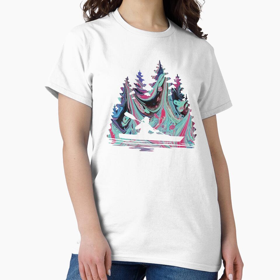 Kayak Girl Silhouette with Abstract Pattern by Sam Morrison