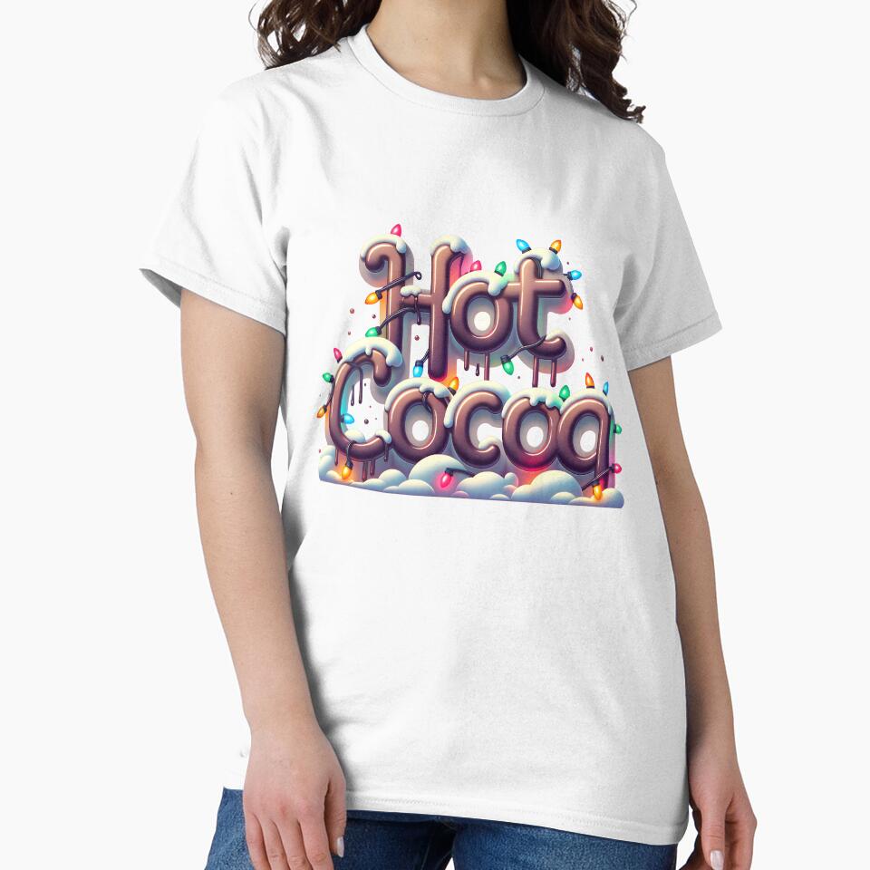 Hot Cocoa – Festive Holiday Chocolate Typography with Christmas Lights by AmaJoy Designs