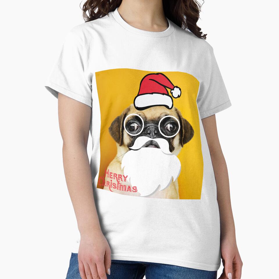 Santa Pug |Pug merry christmas t-shirt | Shop Pug Christmas T-Shirts redbubble | Pug merry christmas |Santa Pug by KARTICK DUTTA