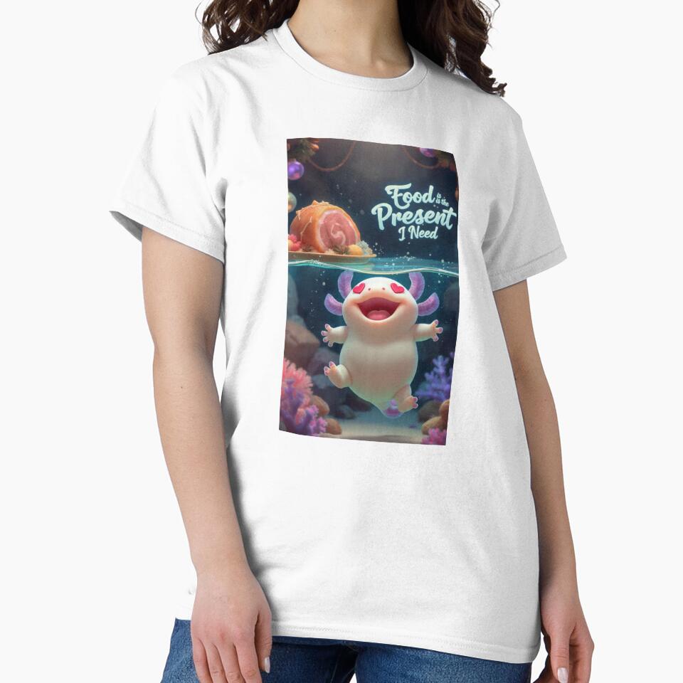 Happy Food-Loving Axolotl – Funny Holiday Feast Design by MadeByACJ