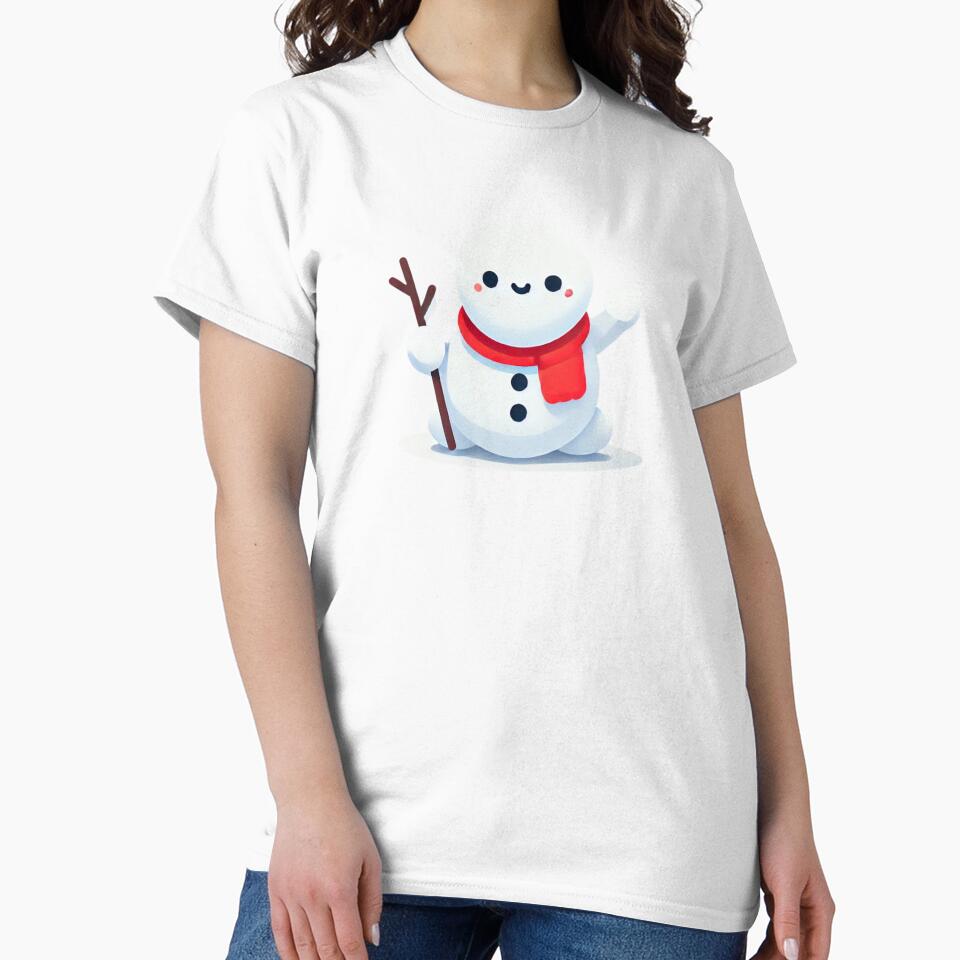 Adorable Snowman Waving with Red Scarf by Little Care Studio