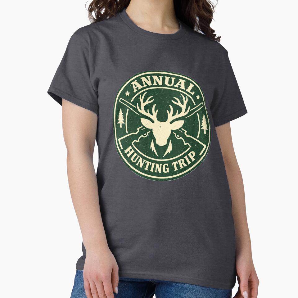 Annual Hunting Trip Vintage Badge – Deer & Rifle Outdoor Crest Design by EastEndTownie