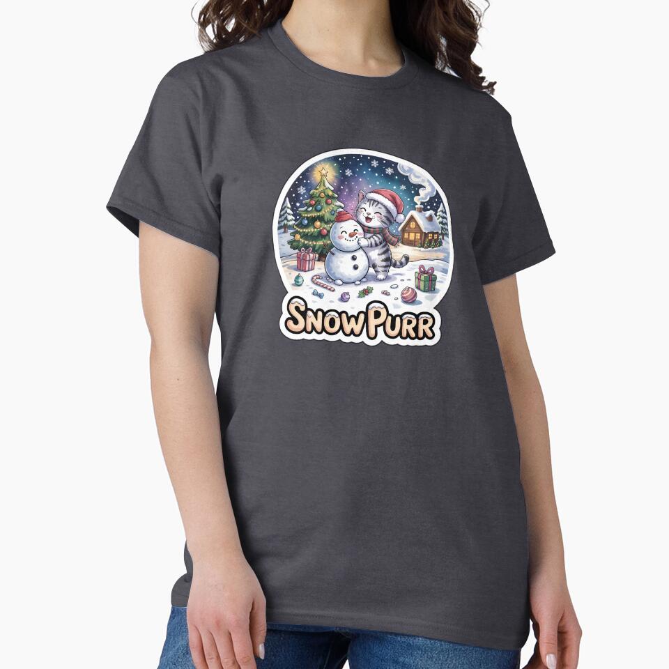 Christmas Cat Sticker – Snow Purr Cute Kitty with Snowman Holiday Art by Nuist25