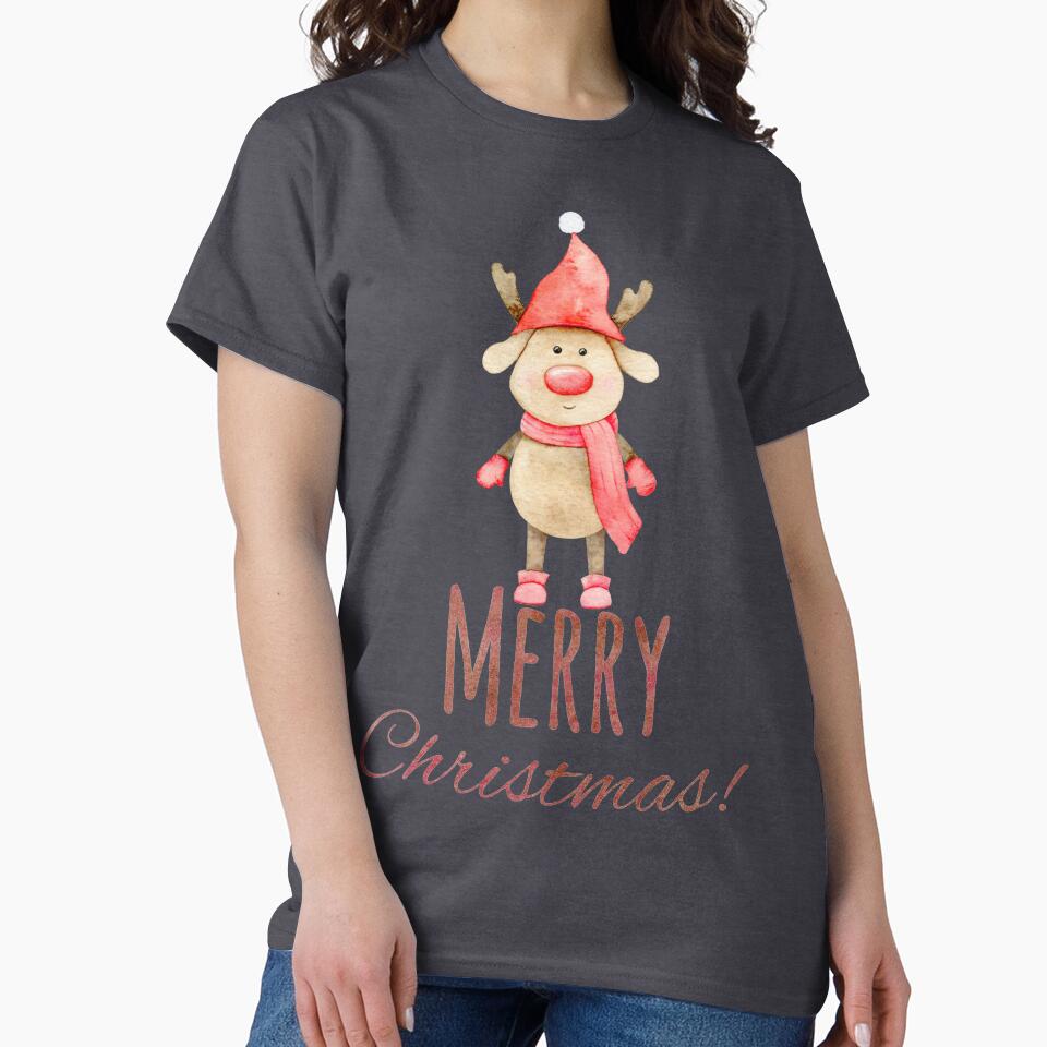 Cute Christmas reindeer wishing Merry Christmas by Brightful Creations