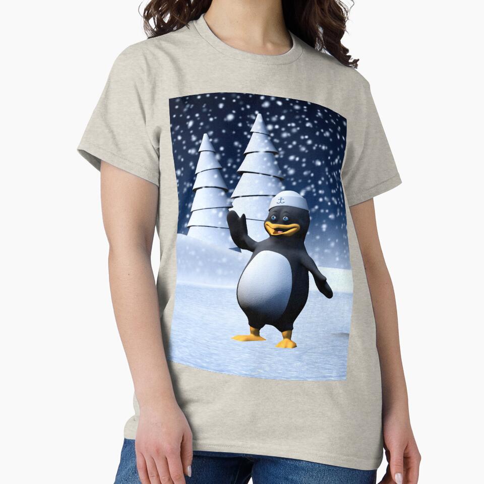 Cute Winter Sailor Penguin Snowy Holiday Art by Vac1