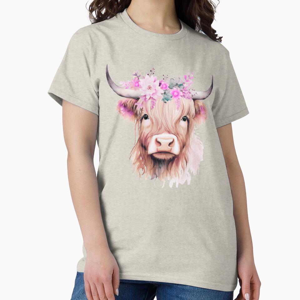 Highland Cow Soft Wild Flowers Boho by LionessLove