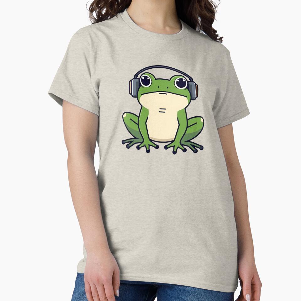 Cute Frog With Headphones – Kawaii Music Lover Illustration by SimplyJasper