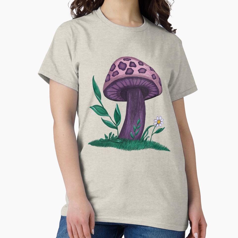 Whimsical Purple Mushroom by ArtflyStudio