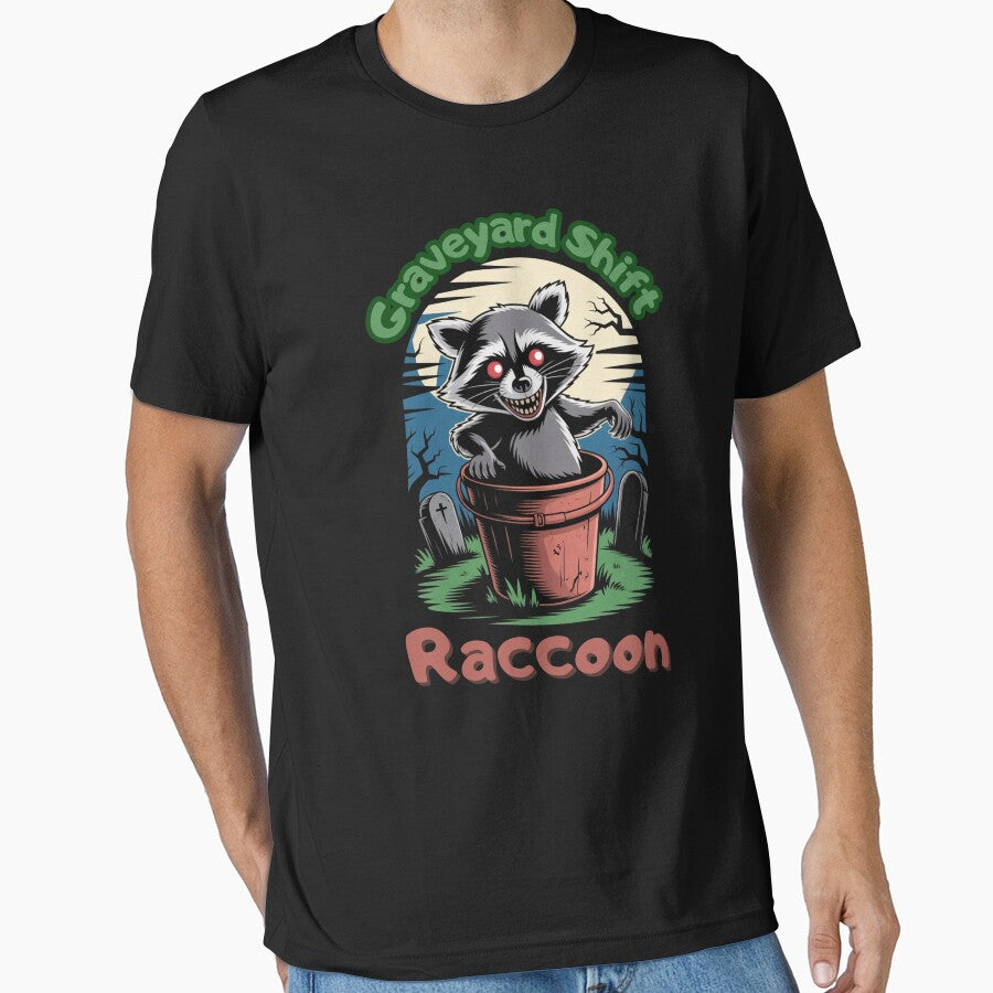 Graveyard Shift Raccoon  ( Spooky Graveyard Raccoon) by Artur-GrafiTee