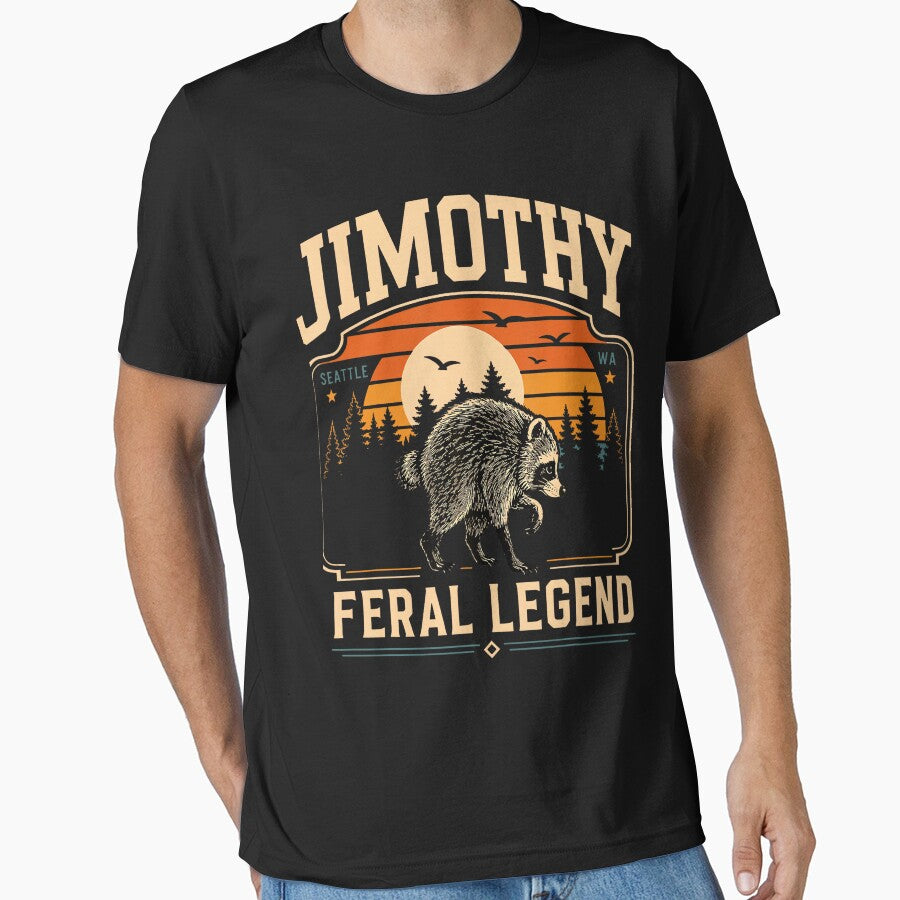 Retro Jimothy Raccoon Funny Seattle Feral Meme by ChaosColorCo