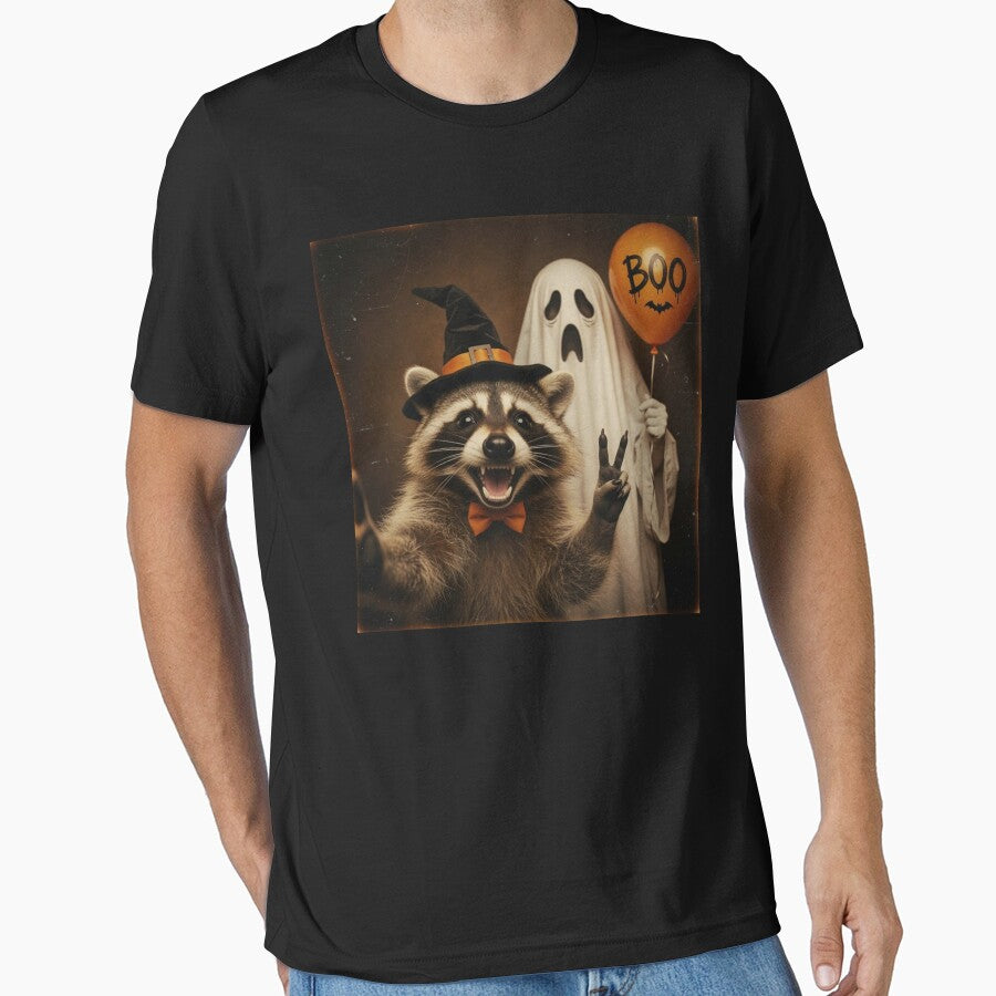 Funny Ghost Raccoon Selfie Vintage Polaroid Halloween by CF_VintageDesign