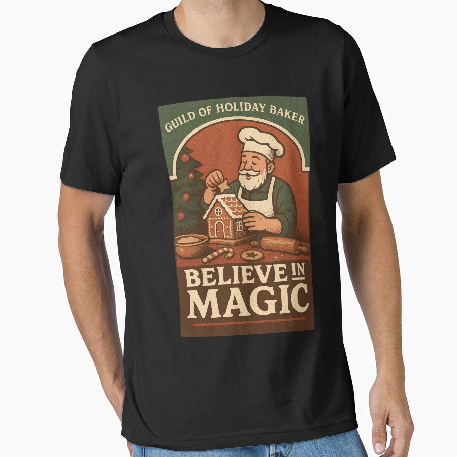 Believe in Magic | Vintage Holiday Baker Christmas T-Shirt Design by azazzle