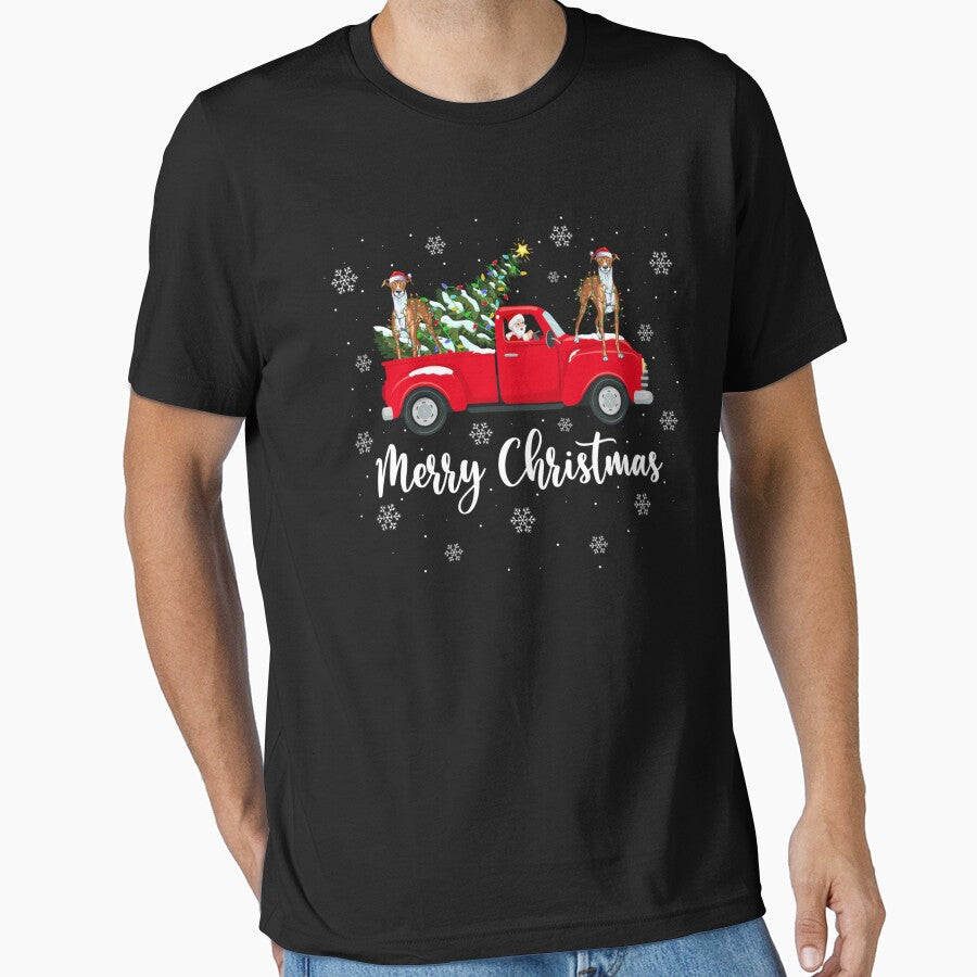 Santa Riding Christmas Tree Truck Whippet Dog Christmas by saldcharig