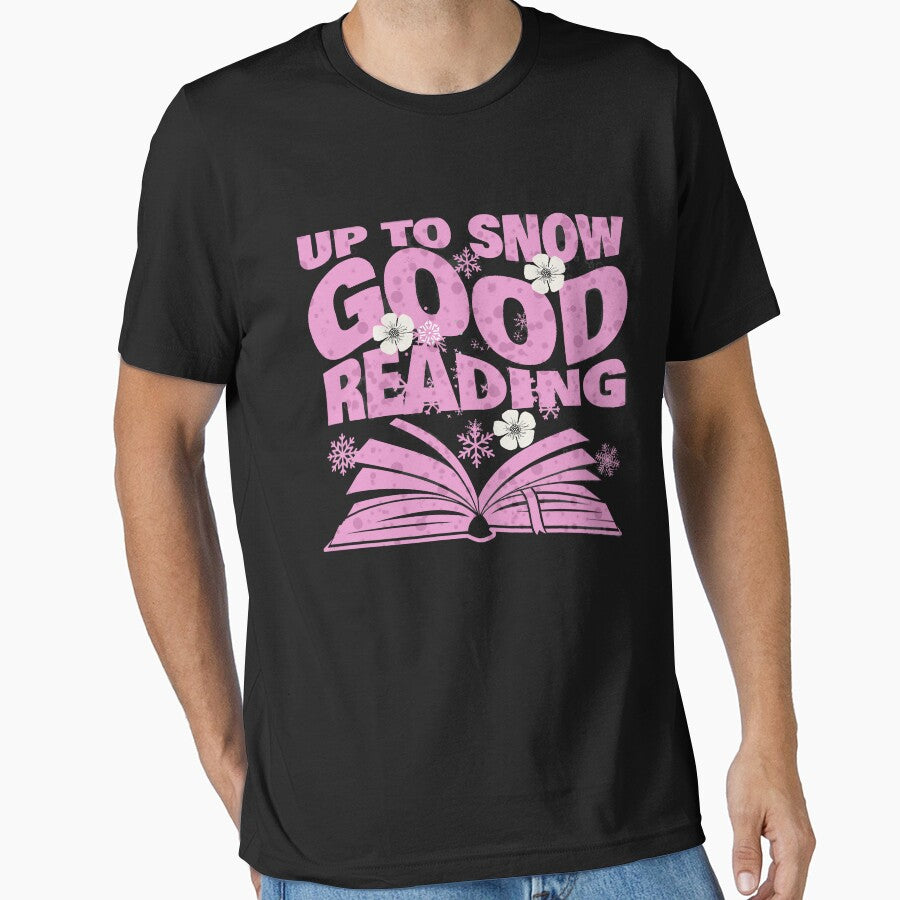 Pink Typography Snowy Christmas Book Reading for Bookish by jteart