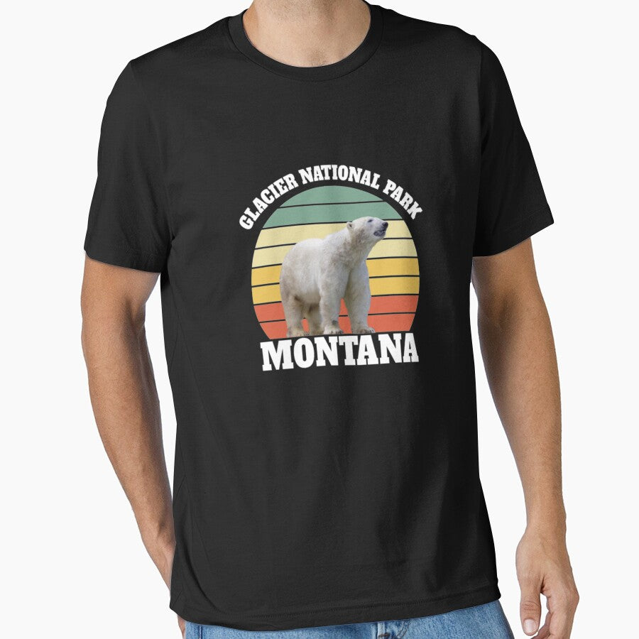 Glacier National Park Polar Bear Animal Tshirt by NileTeez