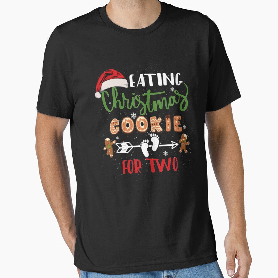 Eating Christmas Cookies For Two Cute Funny Tee Christmas Pregnancy by WhiteheadAbbey