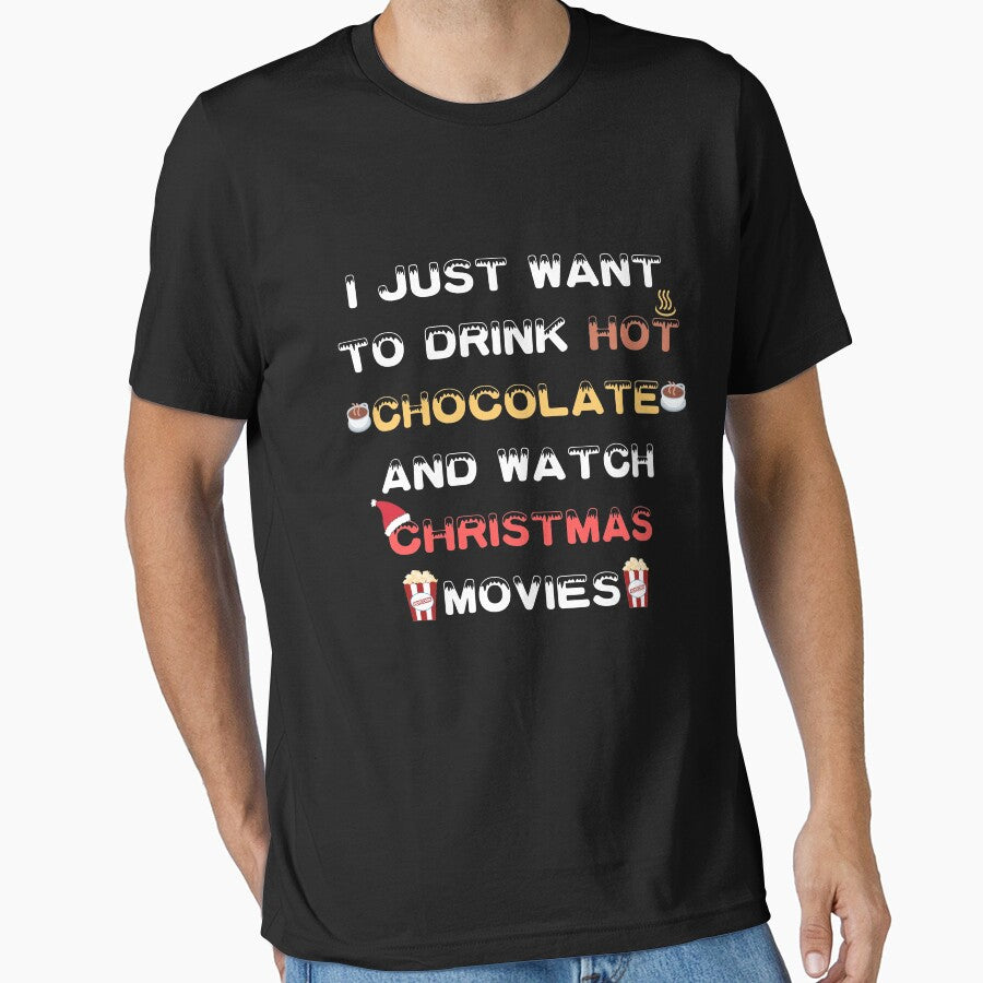 I Just Want To Drink Hot Chocolate And Watch Christmas Movies, Funny Christmas Pajama Gift for Mom, Dad, Brother, or Sister by PrettyAmazing