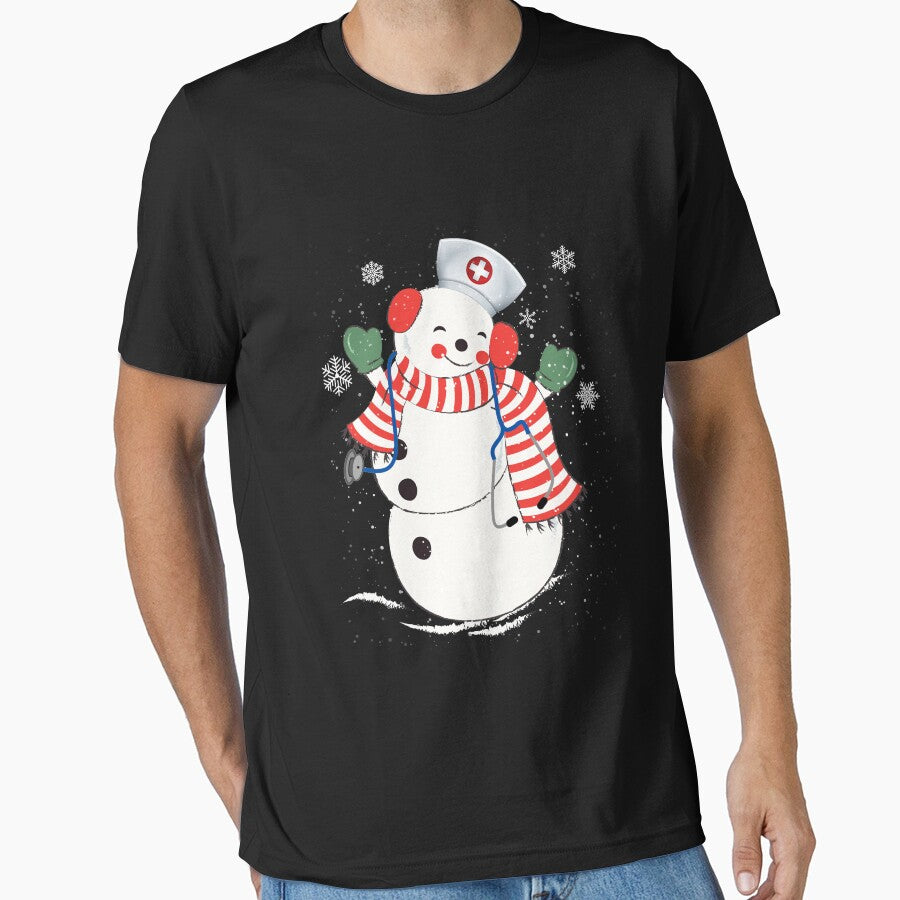 CUTE DOCTOR NURSE SNOWMAN MERRY CHRISTMAS T-SHIRT by bigerdan