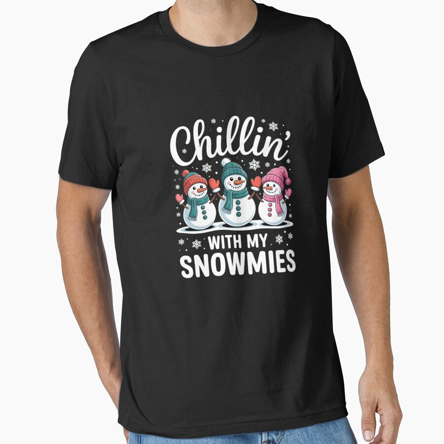 Chillin With My Snowmie Women Christmas Snowman Teacher Snow by angolinnArt