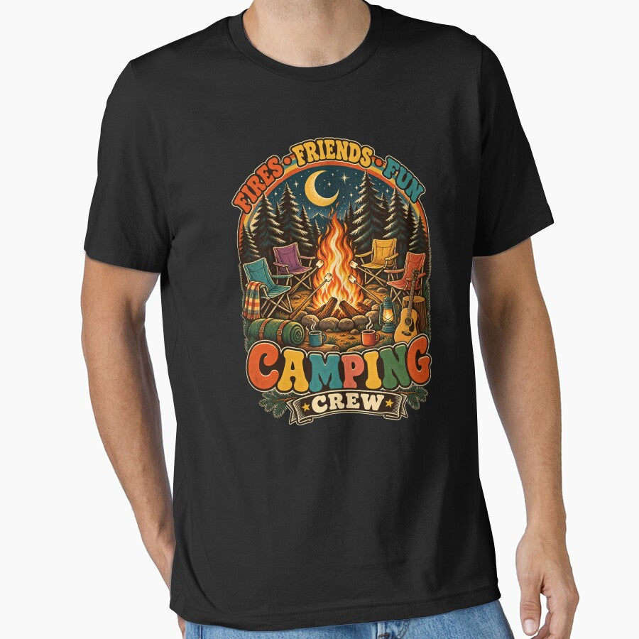 Camping Crew – Fires Friends Fun Retro Outdoor Adventure by will freed18