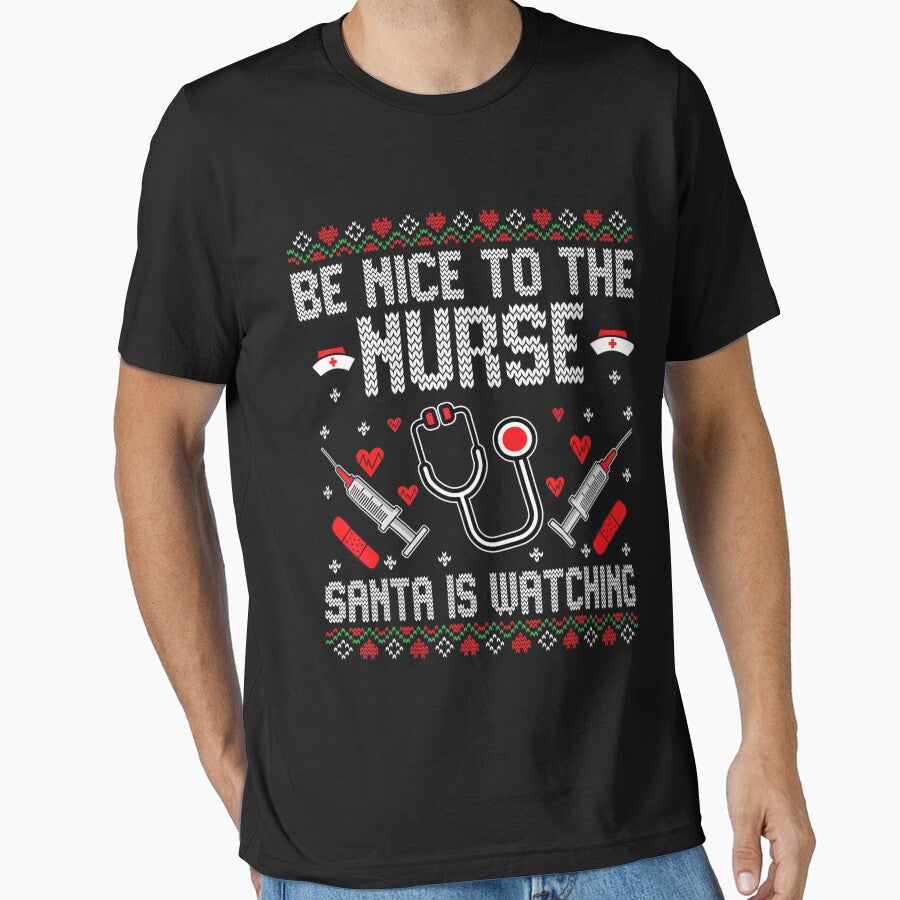 The Watching Christmas is To Vintage Retro Santa Nurse Be Nurse Nice Classic by FrankyTepper