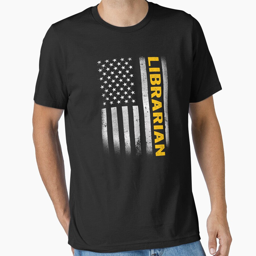 librarian Dad American Flag, Vintage USA librarian American Flag, librarian Dad Mens Womens Girls Christmas Fathers Day Gift by xlnv