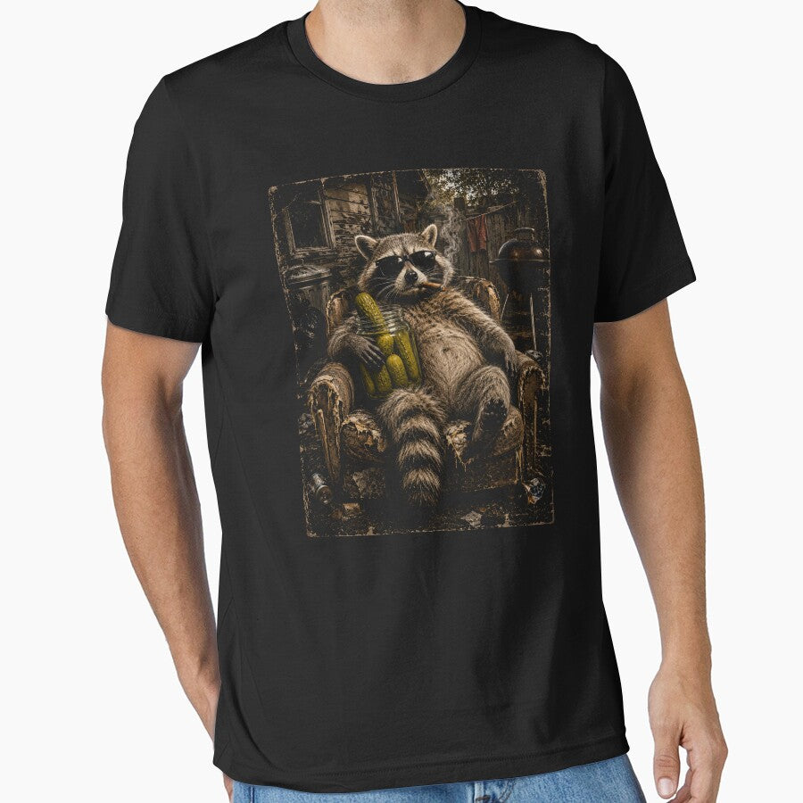 Funny Raccoon Eating Pickles Meme Mens Womens by will freed18