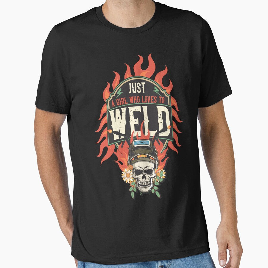 Welders skull woman sarcastic floral retro quote Just a girl who loves to weld by HomeCoquette