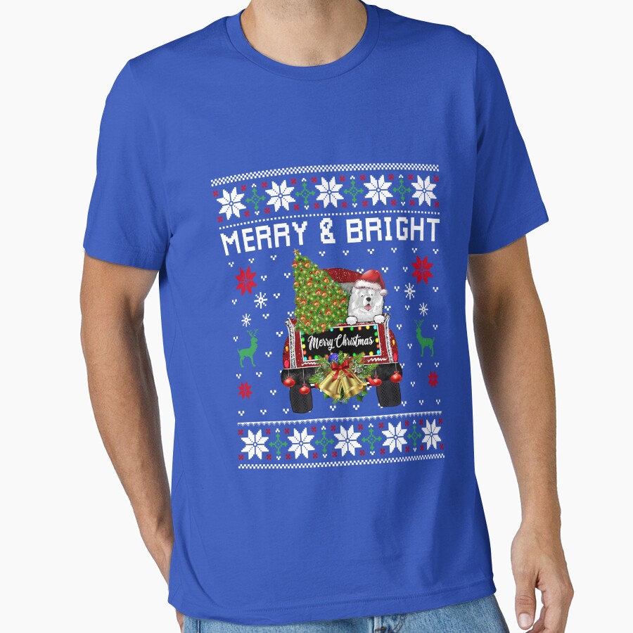 Samoyed Christmas Dog With Santa Hat And Lighted Pickup Truck by Meggie179
