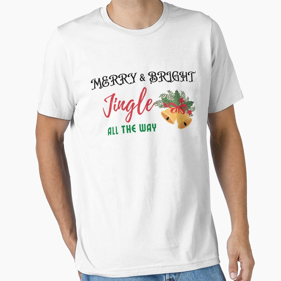Merry and Bright Jingle All the Way - Christmas T-Shirt Design by RADesignHub
