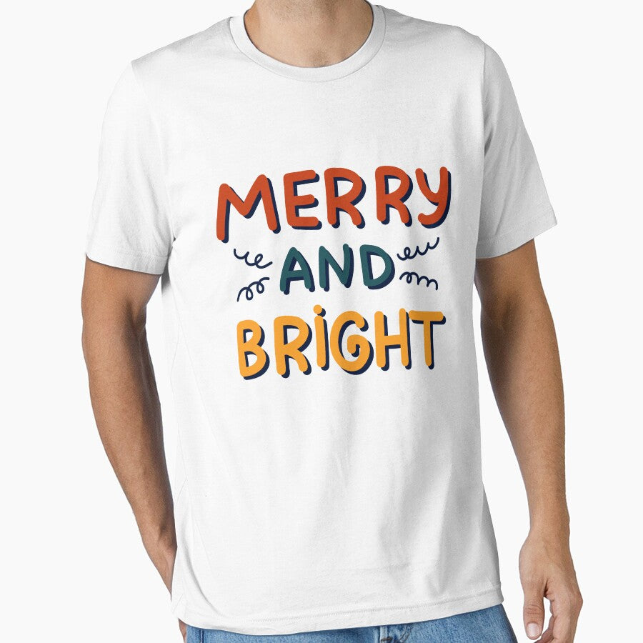 Merry and Bright Christmas Typography – Festive Holiday Quote Design by ZYNORAworld