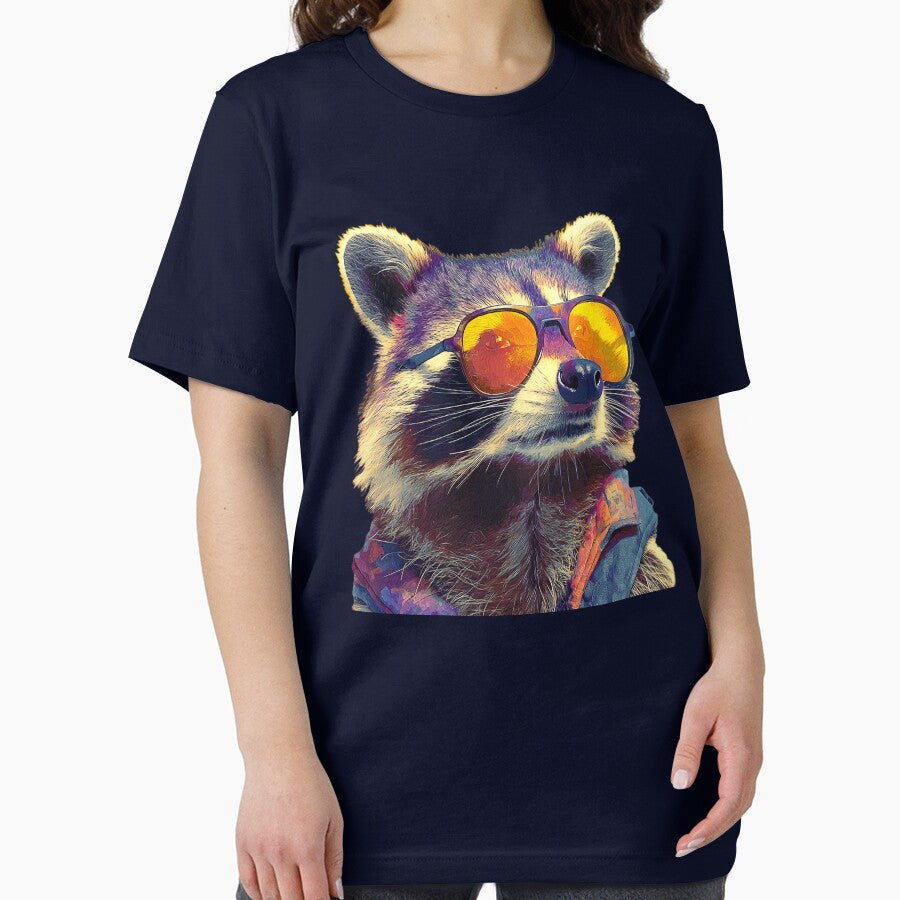 Cool Raccoon Wearing Sunglasses-Cute Cartoon Oil Painting Animal Art by Bambooartist