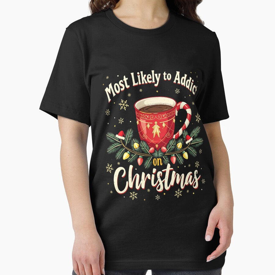 "Most Likely to Need Coffee on Christmas Morning" Funny Holiday T-Shirt by AI-volution