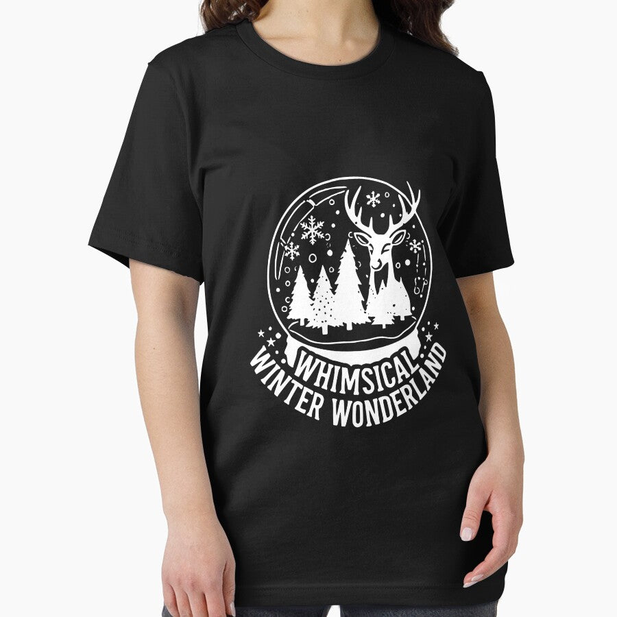 Whimsical Winter Wonderland T-Shirt | Cozy Aesthetic Snow Scene Tee | Magical Christmas Holiday Shirt Gift by malkeetart
